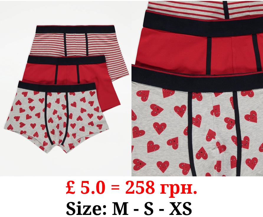Heart Hipster Trunks 3 Pack