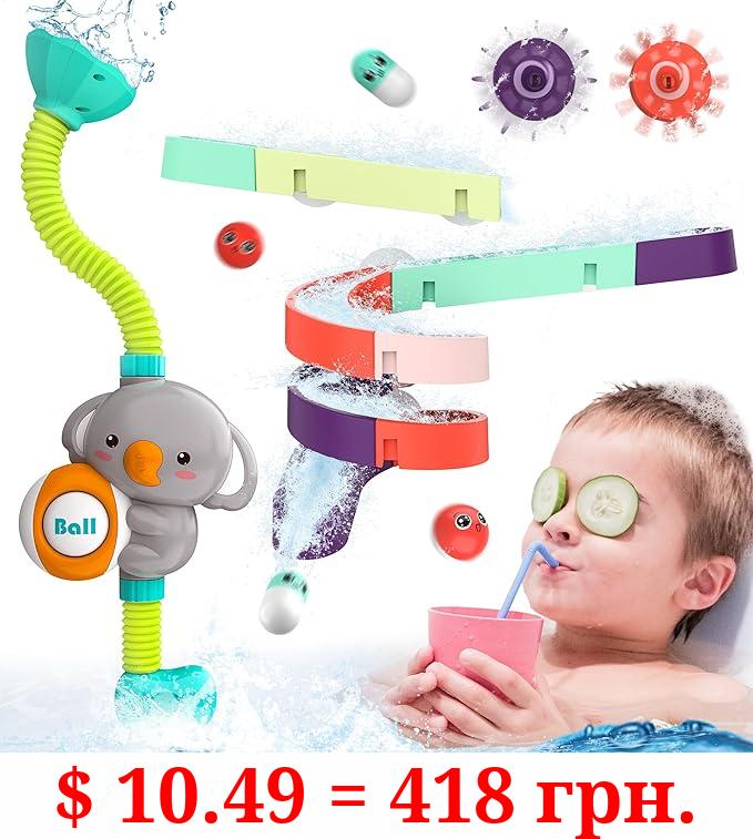 BELLOCDHIDDO Bath Toys Baby Bath Shower Head, Slippery Slide Track with Suction Cups Bathtub Toys for Toddlers Boys and Girls, Preschool Toddler Pool Toys Age 1-3 2-4 3-5