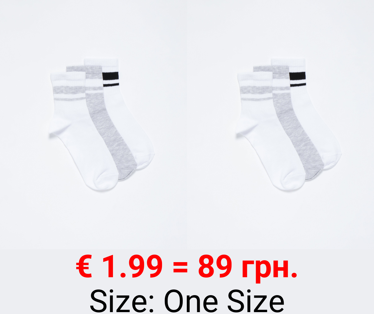 Pack of 3 pairs of long striped socks