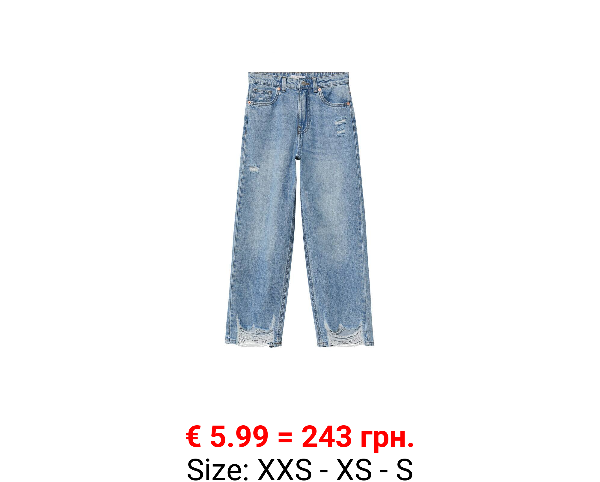 Jeans rectos bajo deshilachado