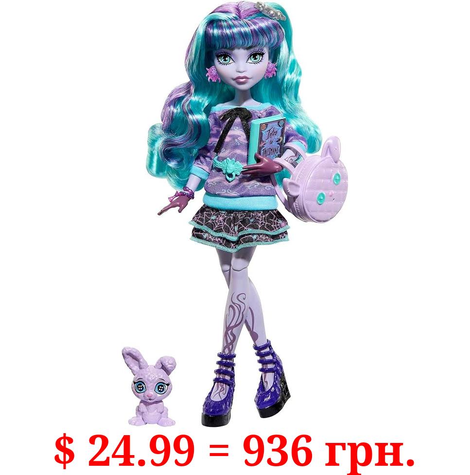 Monster High Doll, Twyla Creepover Party Set with Pet Bunny Dustin, Sleepover Clothes and Accessories