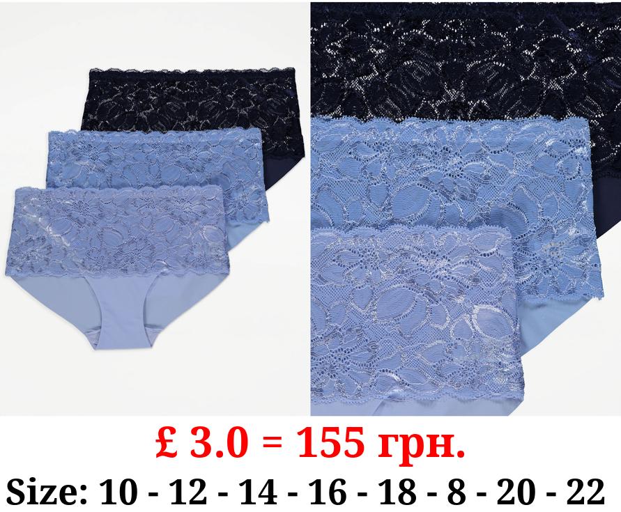 Lace Trim Bandeau Midi Knickers 3 Pack