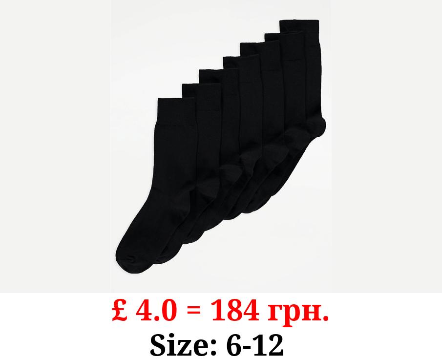 Black Plain Ankle Socks 7 Pack