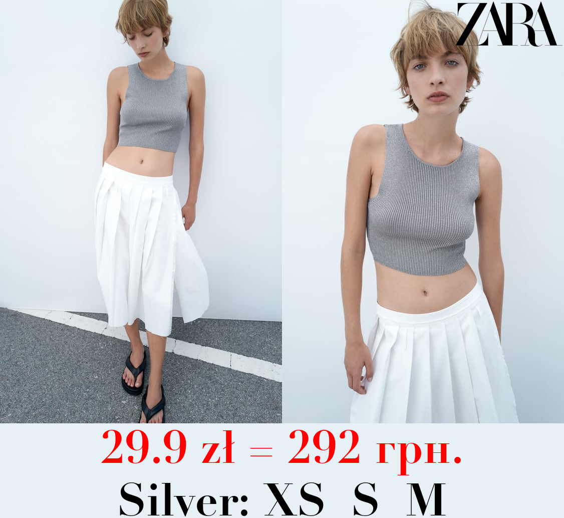 METALLIC THREAD KNIT CROP TOP