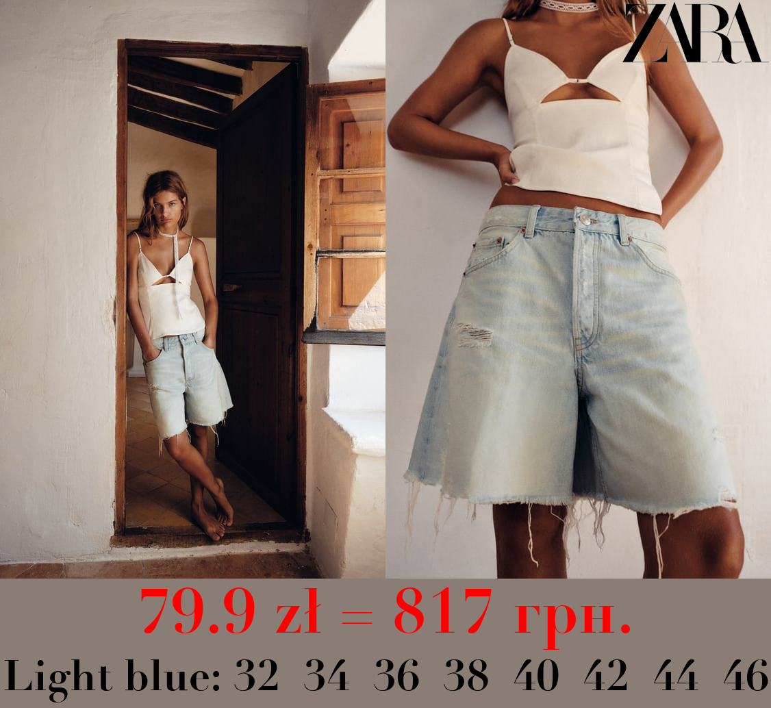 TRF BOYFRIEND MID-RISE DENIM BERMUDA SHORTS