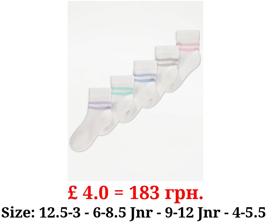 Ribbed Striped Sporty Cotton Rich Socks 5 Pack