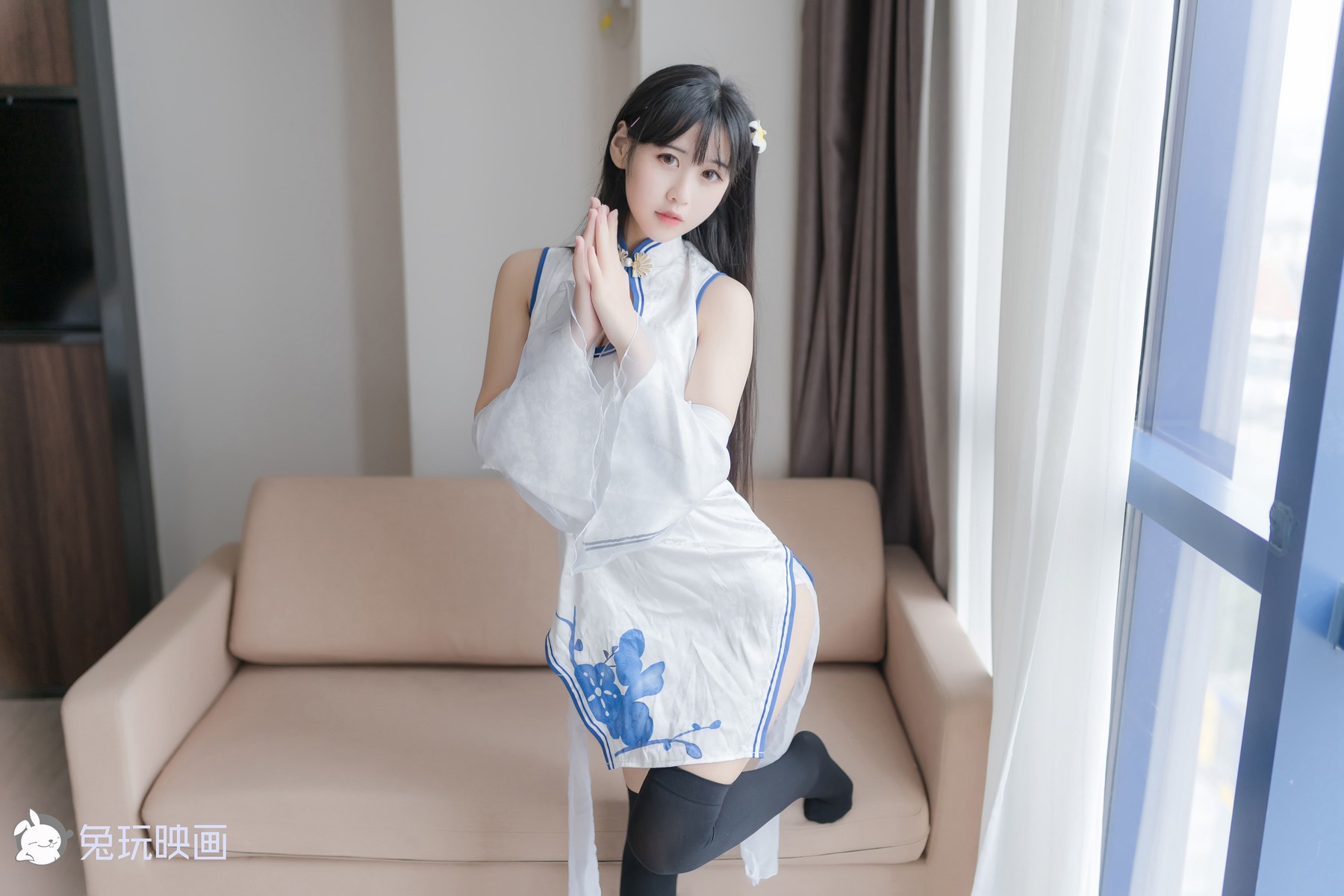 Cosplay 兔玩映画 白色旗袍 33