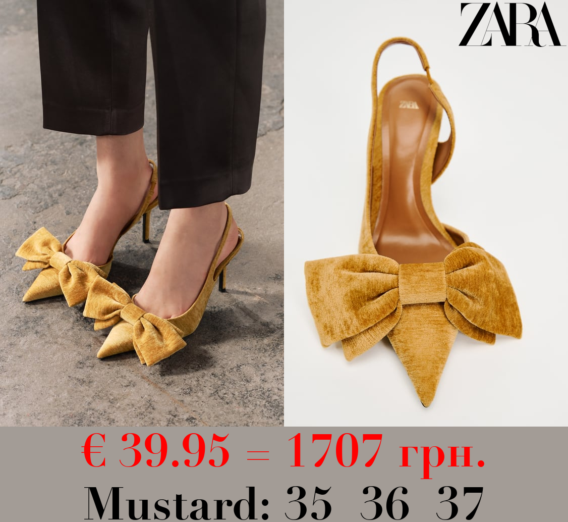 VELVET SLINGBACK SHOES WITH BOW