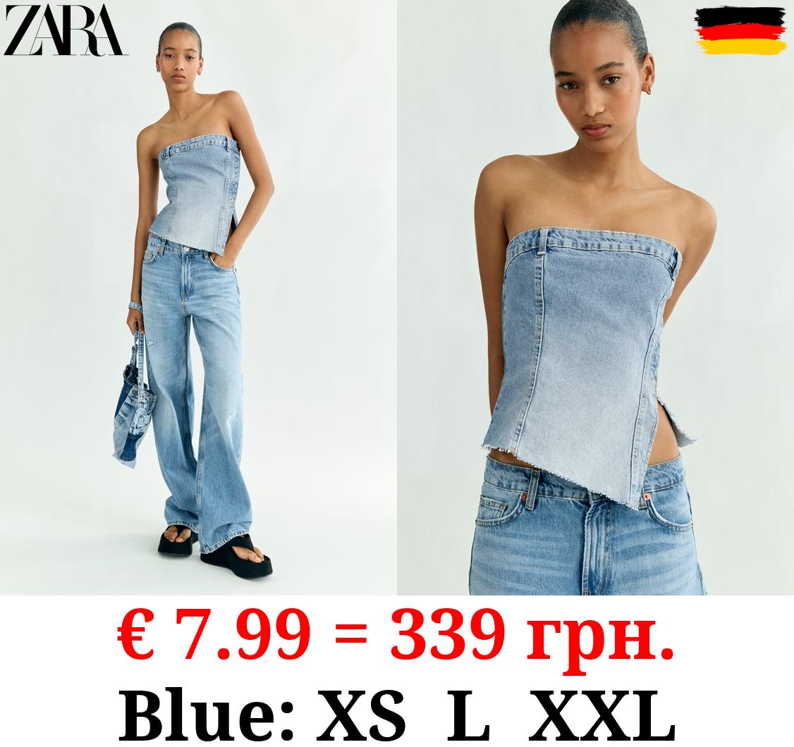 DENIM TRF CORSETRY-INSPIRED TOP