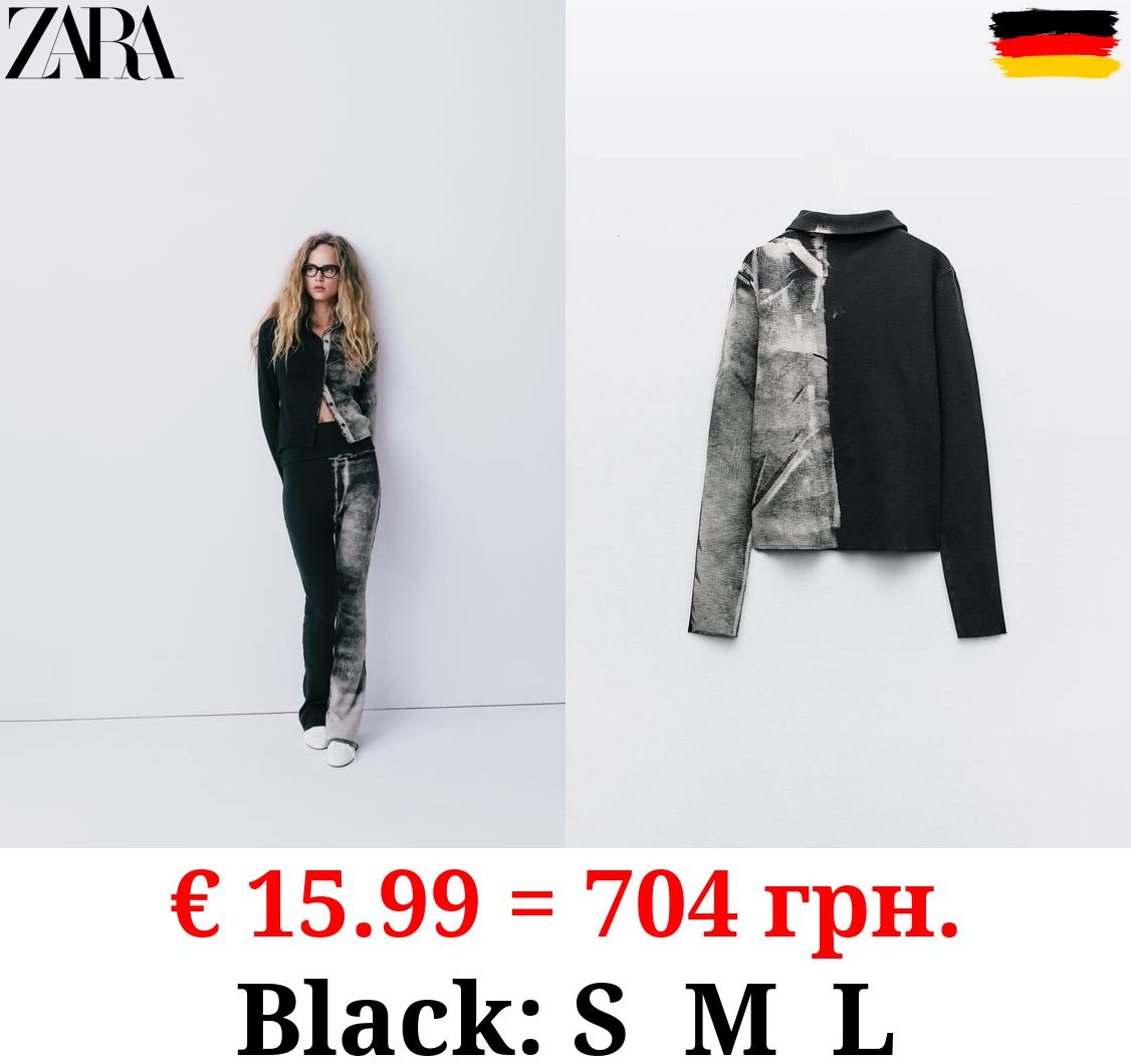 FADED-EFFECT BUTTONED TOP