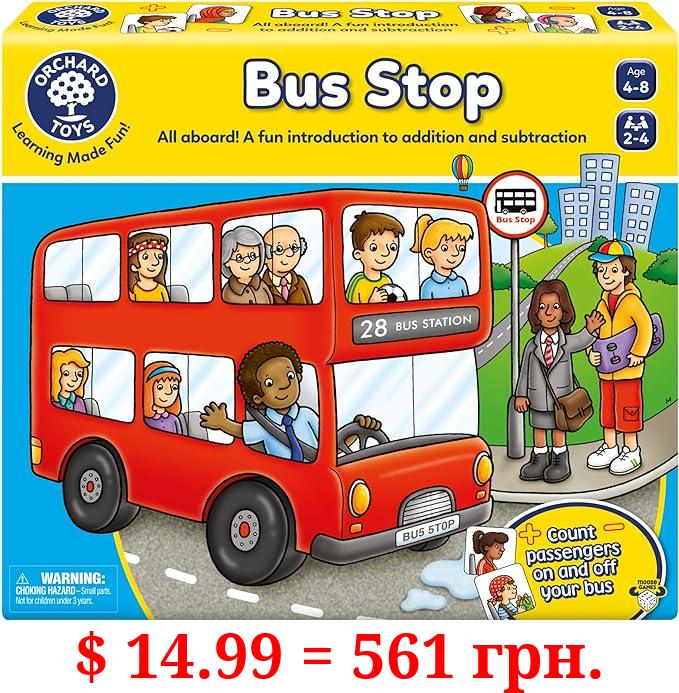 ORCHARD TOYS Moose Games Bus Stop Game. A Fun Introduction to Addition and Subtraction. Pick up and Drop Off Passengers on Your Bus. for Ages 4-8 and for 2-4 Players