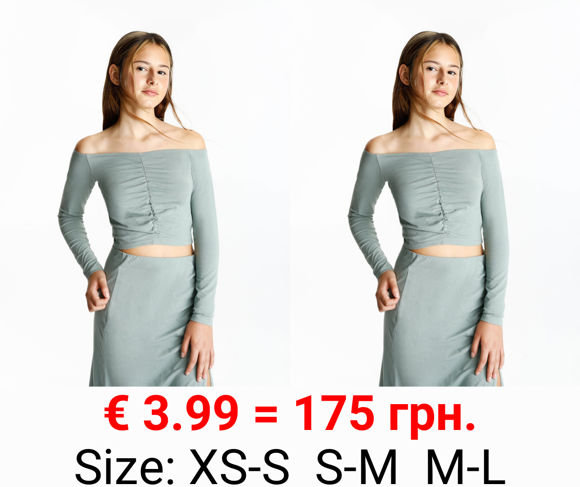 Long sleeve T-shirt with gathering