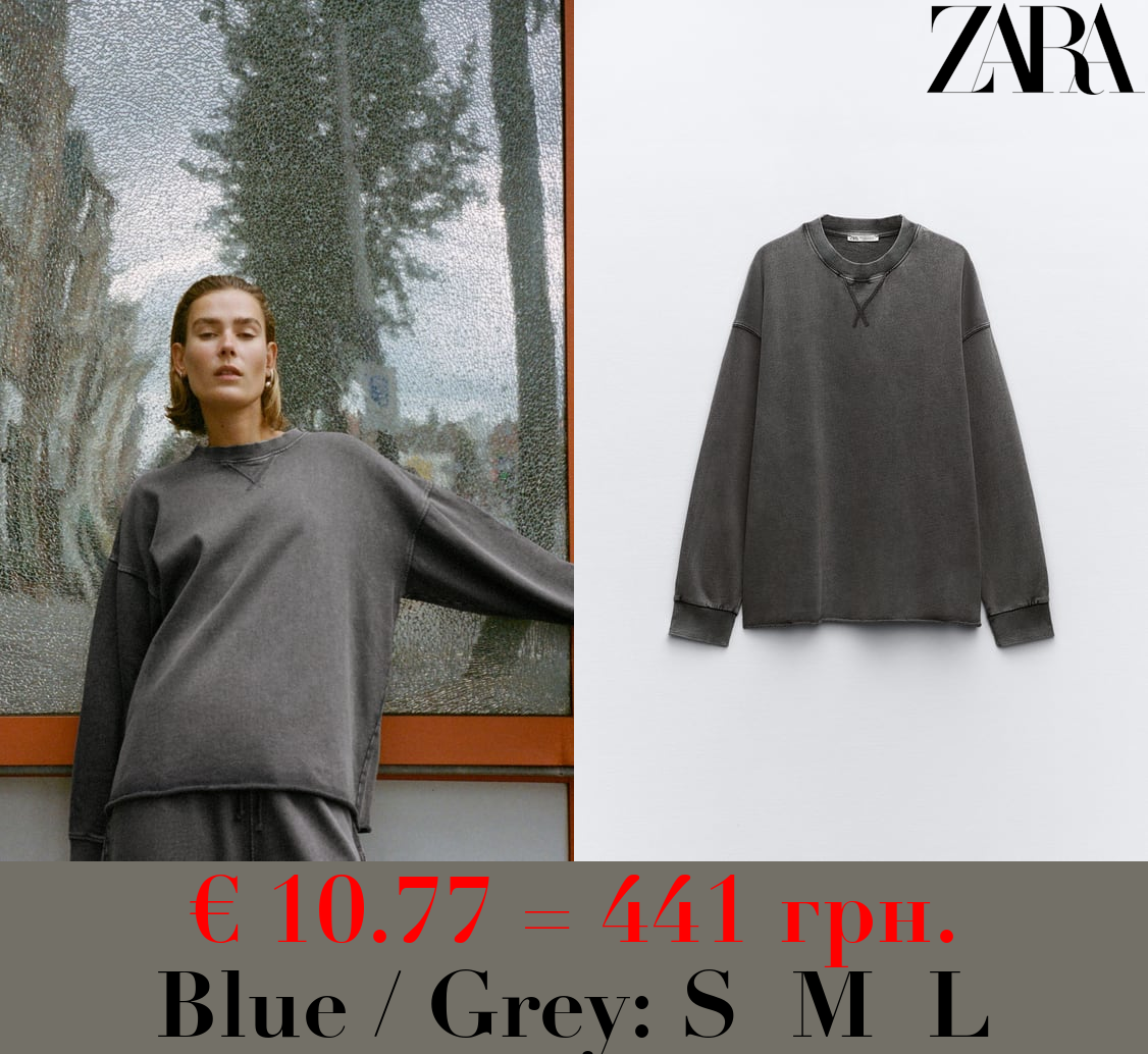 FADED-EFFECT PLUSH SWEATSHIRT