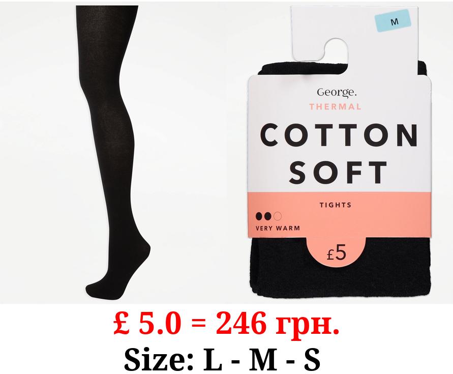 Black Cotton Rich Soft Thermal Tights