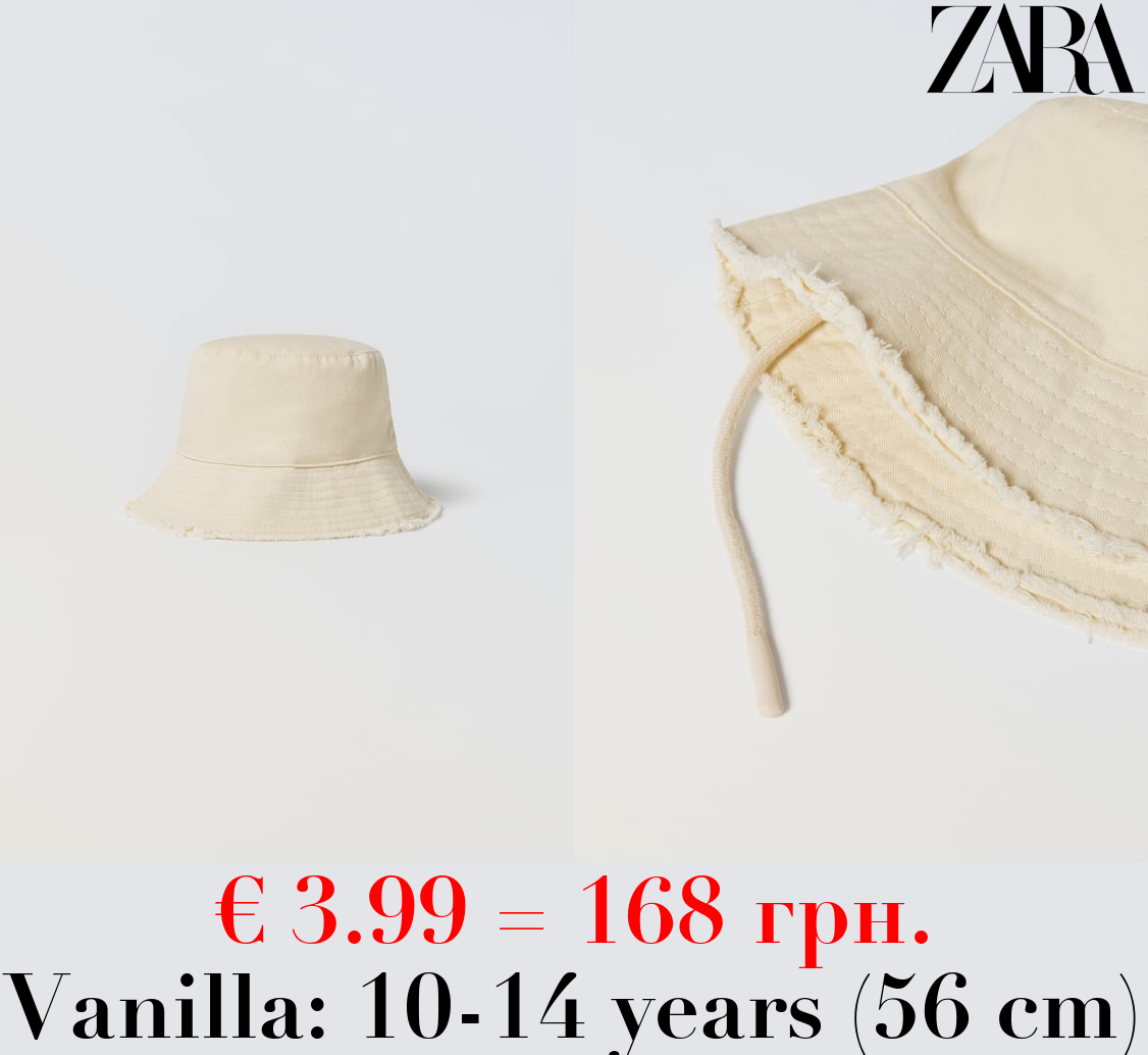 FRAYED TWILL BUCKET HAT