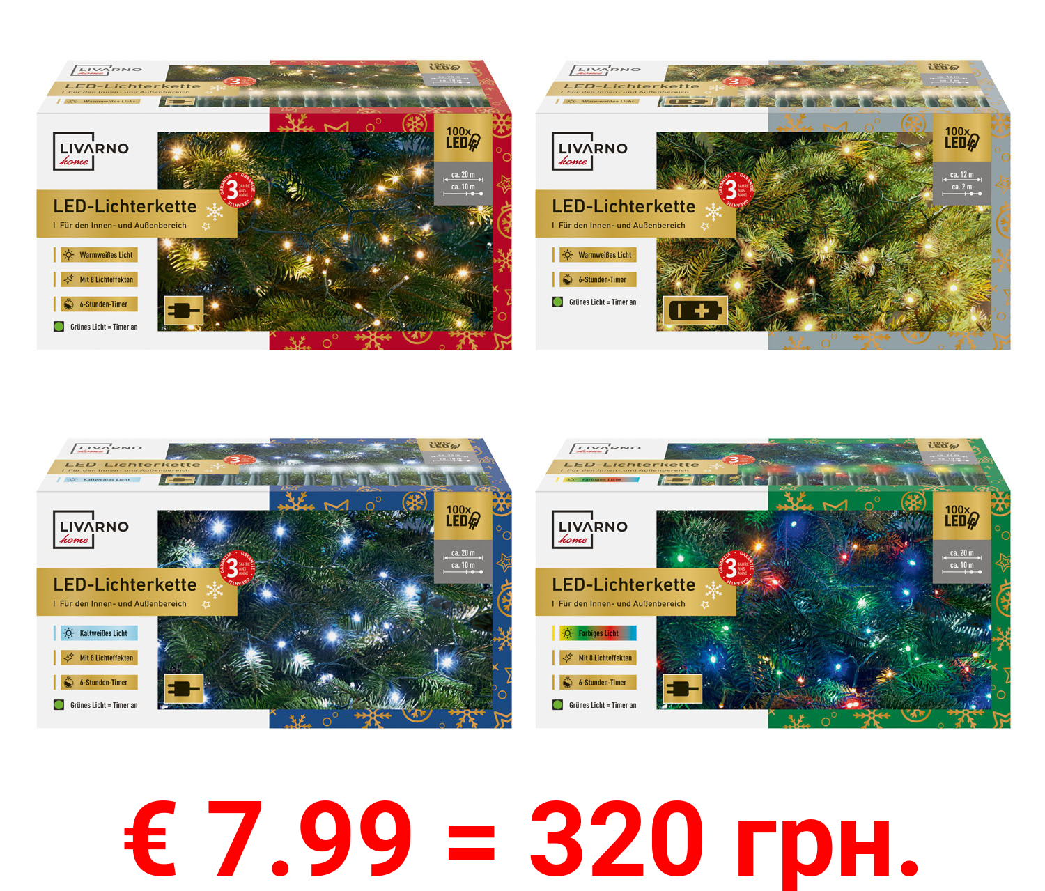 LIVARNO home LED-Lichterkette, 100 LEDs