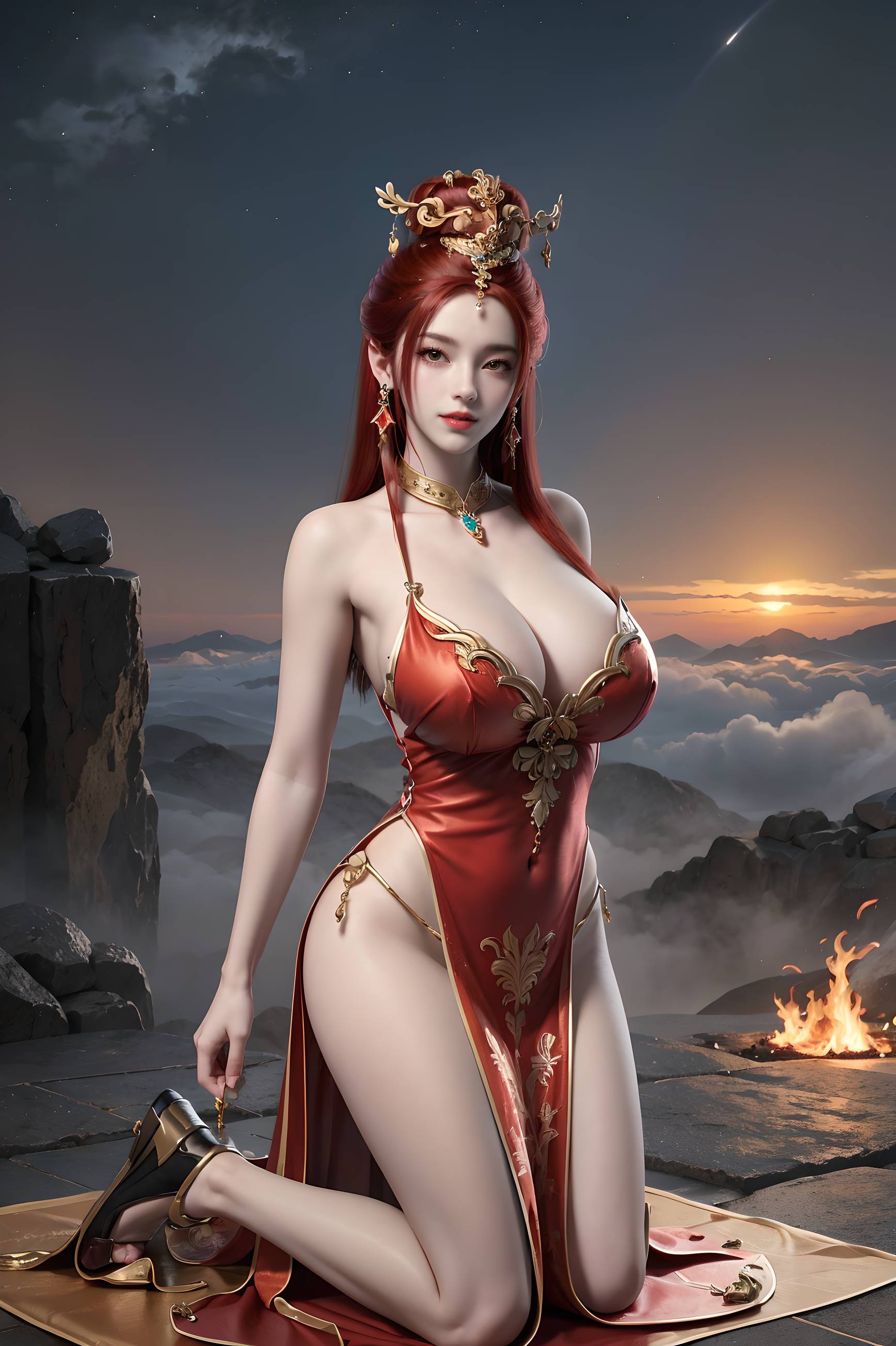 图片[12]-完美世界-曼珠沙华 户外红色礼服-六色网