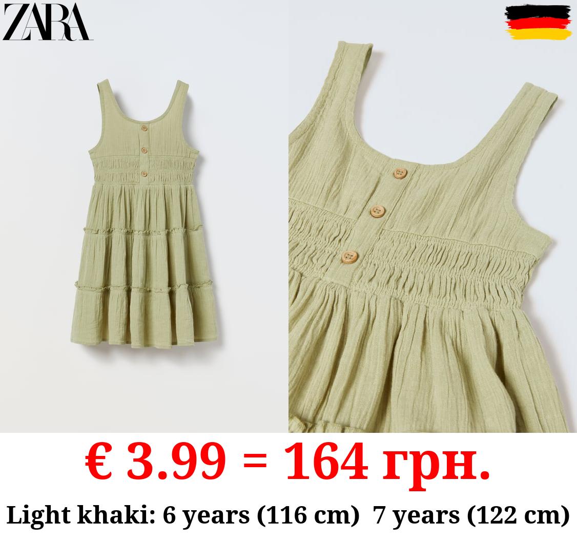 LINEN BLEND TIERED DRESS