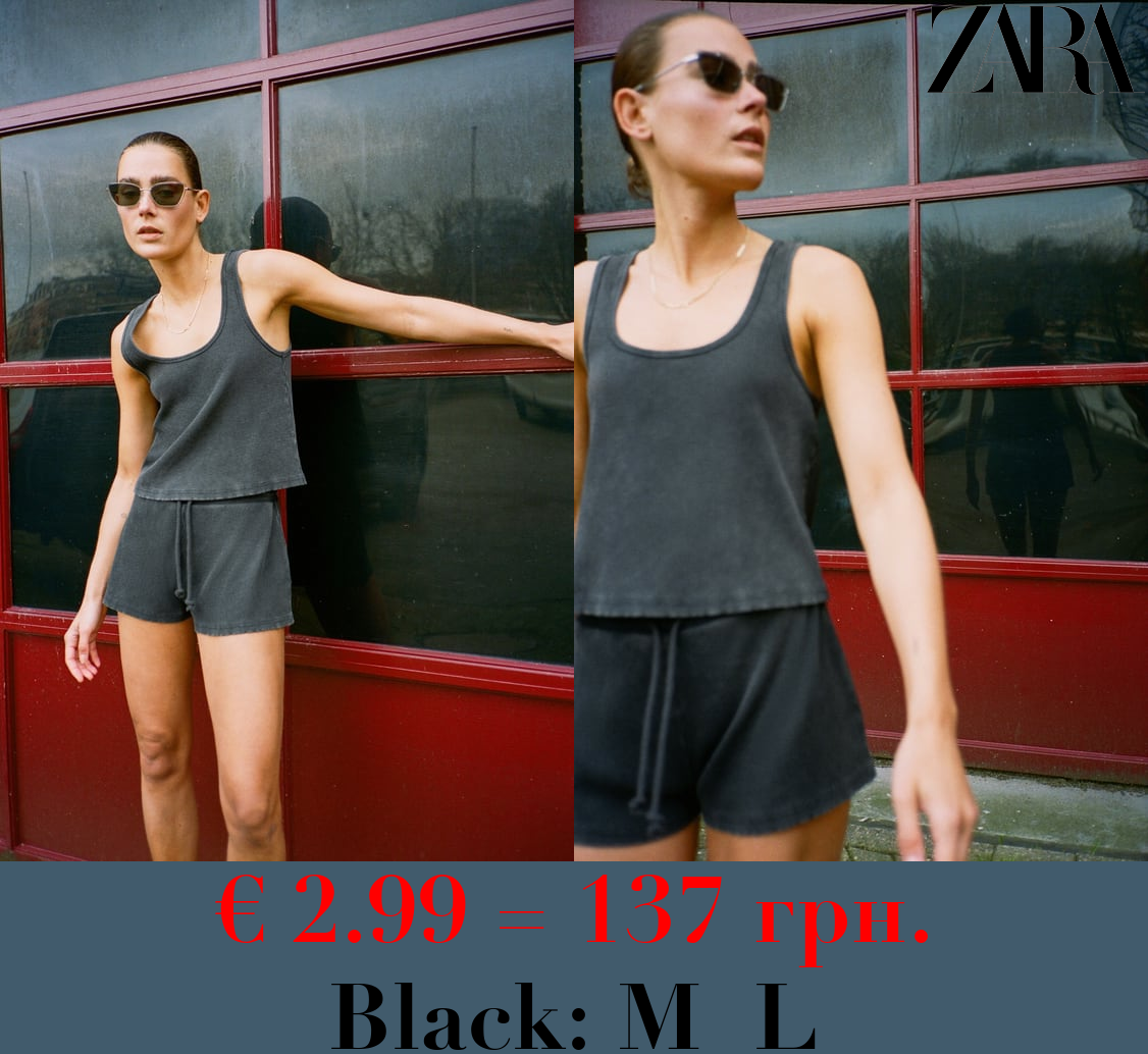 FADED-EFFECT RIBBED CROP TOP