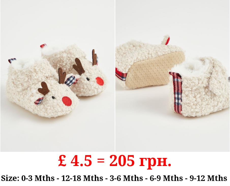 Reindeer Borg Christmas Slipper Boots