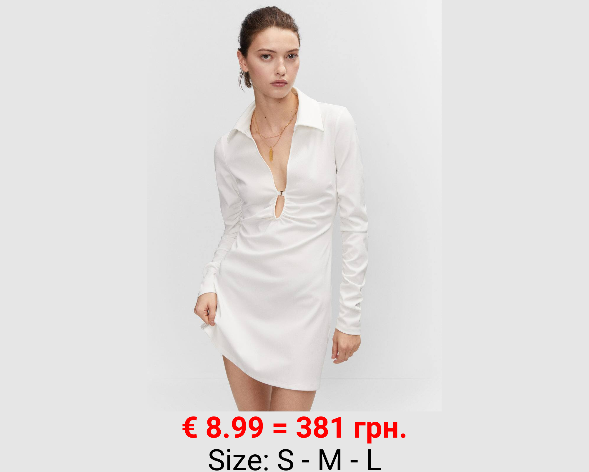 Vestido escote detalles fruncidos