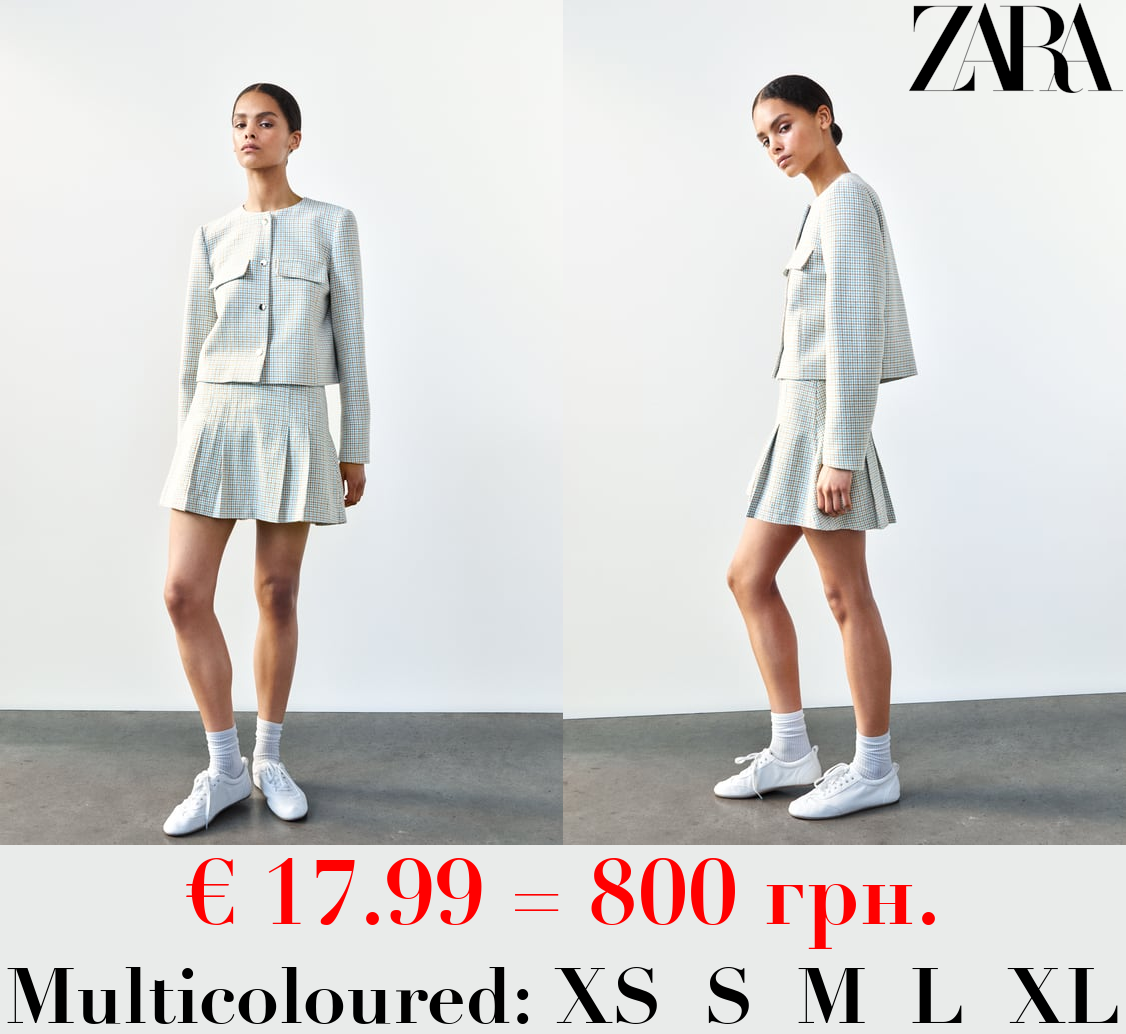 BOX PLEAT CHECK SKORT