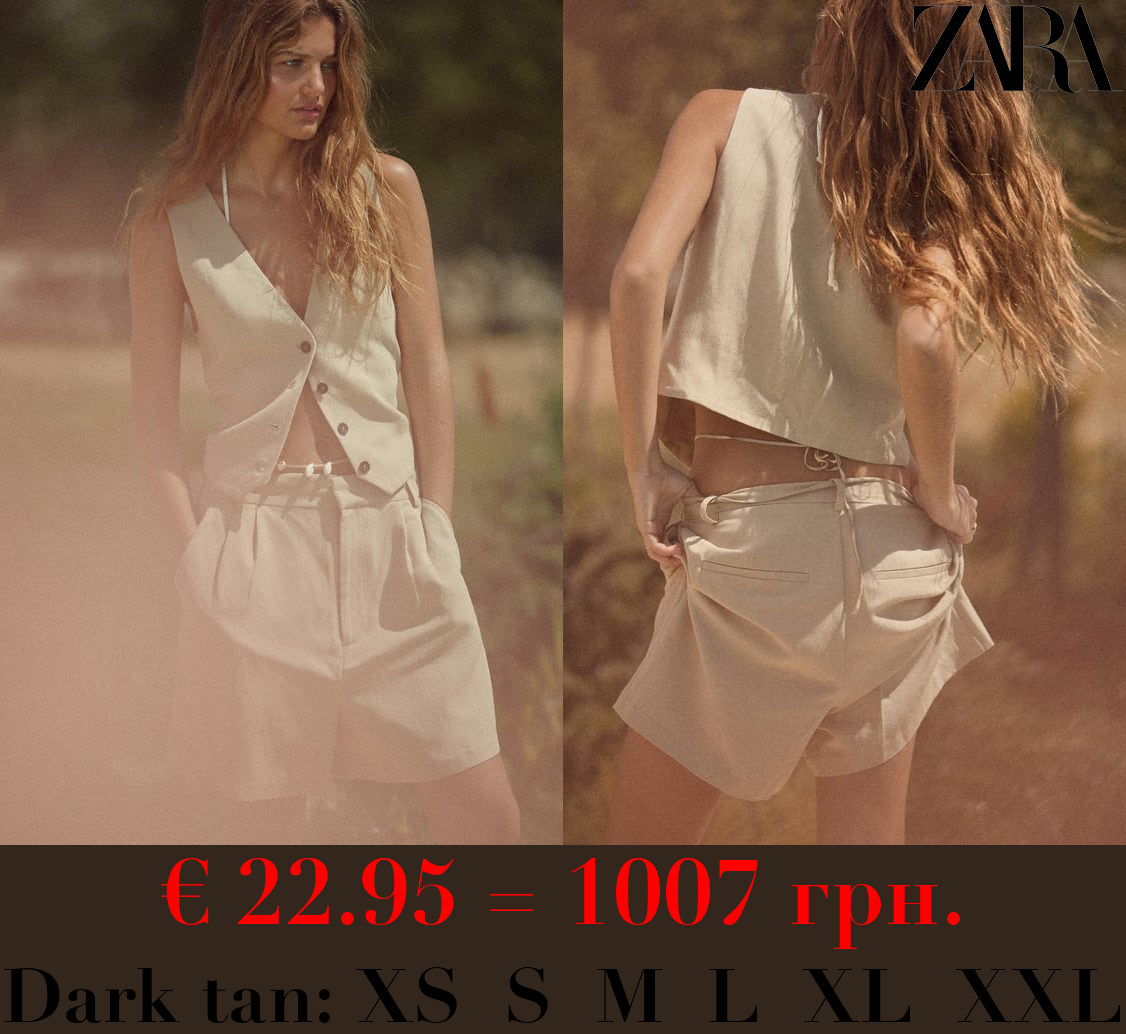 HIGH-WAIST PLEATED BERMUDA SHORTS