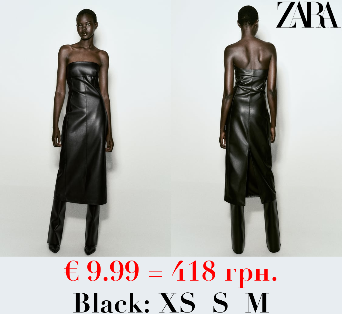 LEATHER EFFECT STRAPLESS DRESS