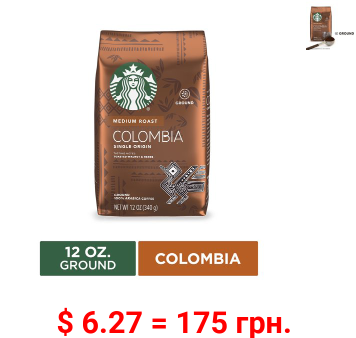 Starbucks Medium Roast Ground Coffee — Colombia — 100% Arabica — 1 bag (12 oz.)