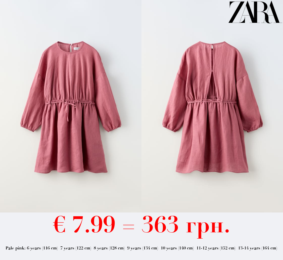 CUT-OUT BELTED LINEN DRESS