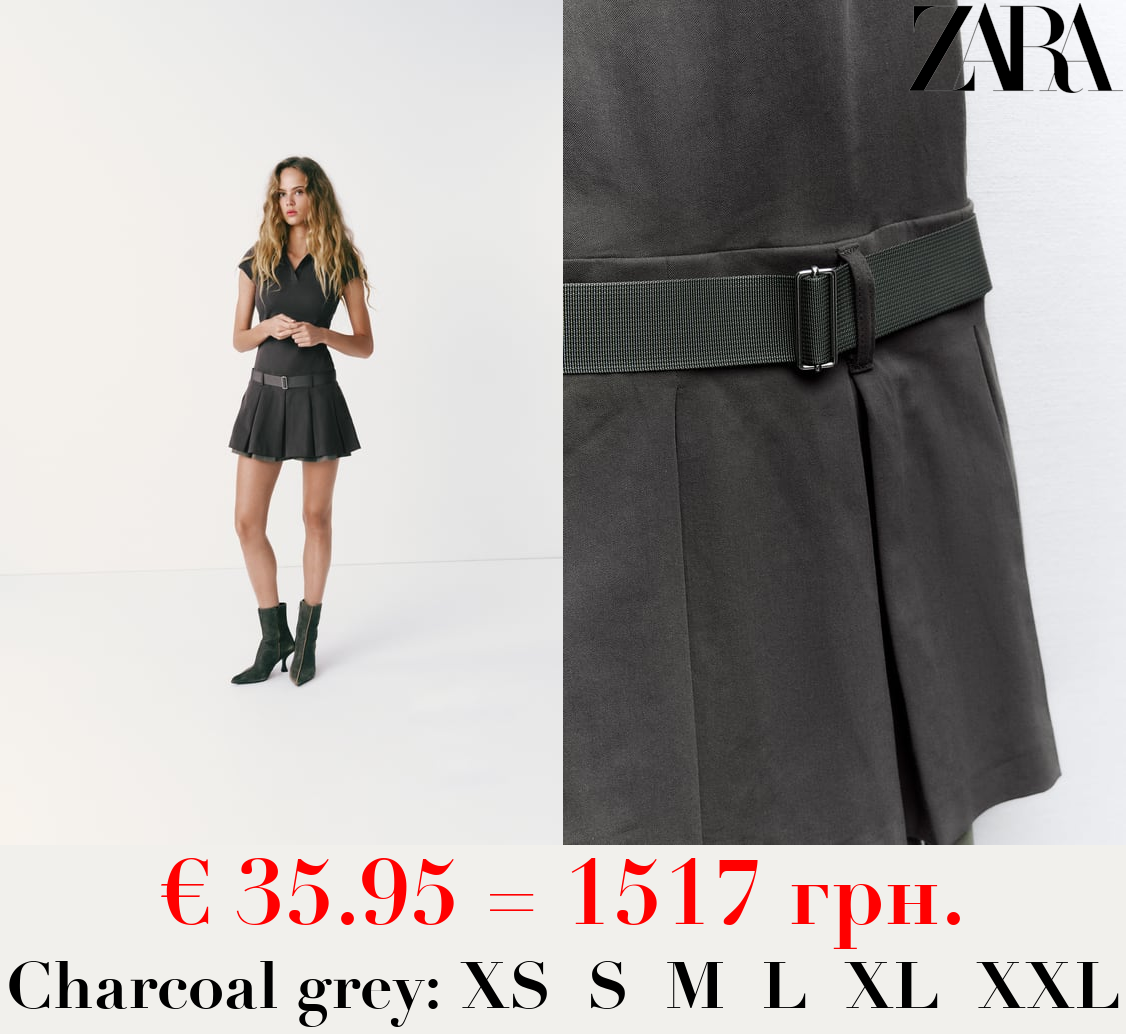 SHORT SHIRT DRESS WITH BOX PLEATS