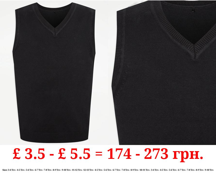 Black V Neck School Tank Top
