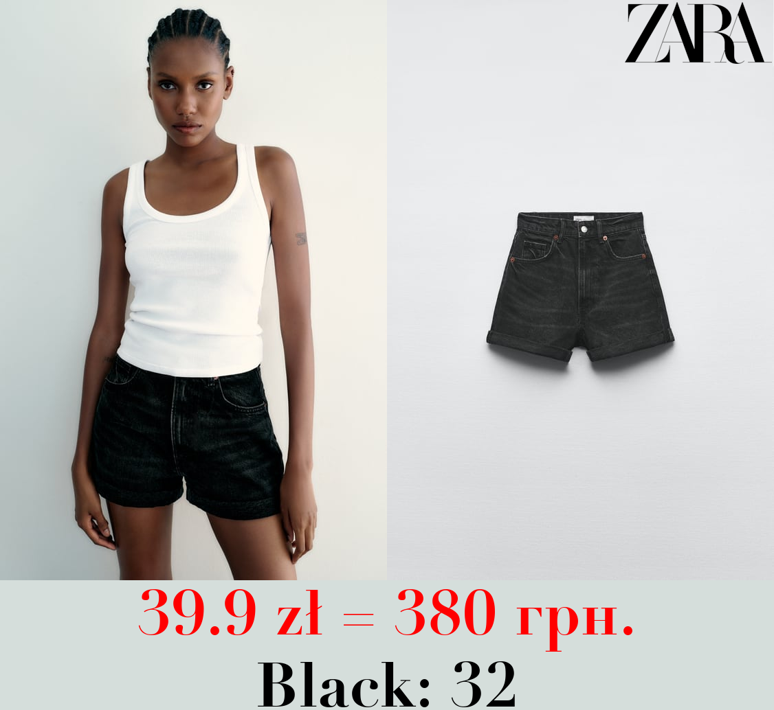 TRF HIGH-RISE MOM FIT DENIM BERMUDA SHORTS