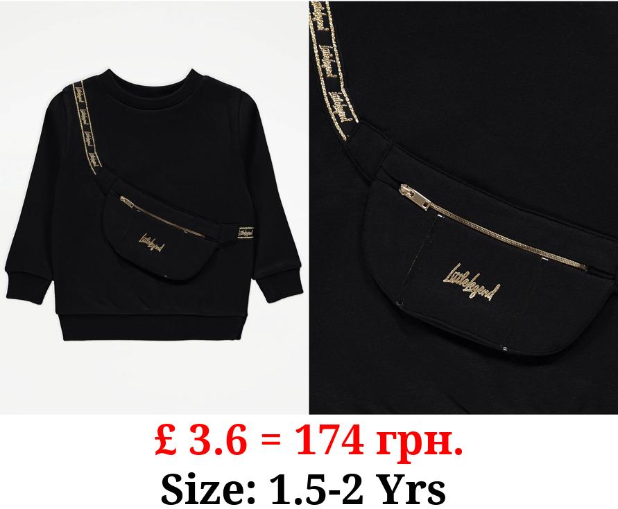 Black Bag Pocket Slogan Sweatshirt