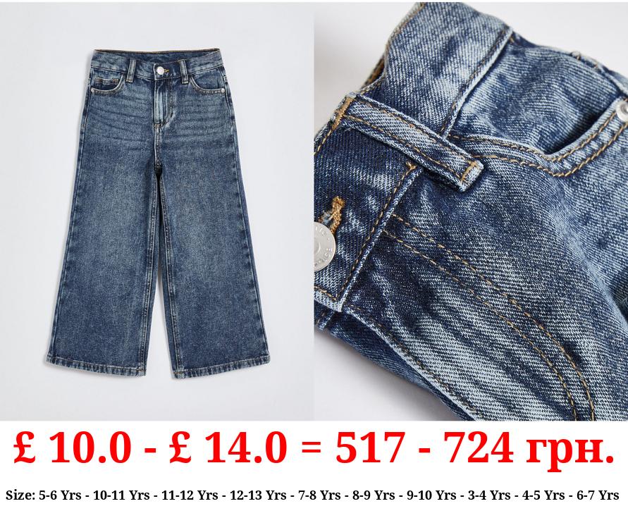 Blue Mid Wash Wide Leg Jeans