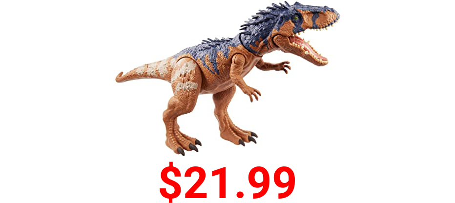 Jurassic World Siats Meekerorum Massive Biters Larger-Sized Dinosaur Action Figure with Tail-Activated Strike and Chomping Action, Movable Joints, Movie-Authentic Detail [Amazon Exclusive]