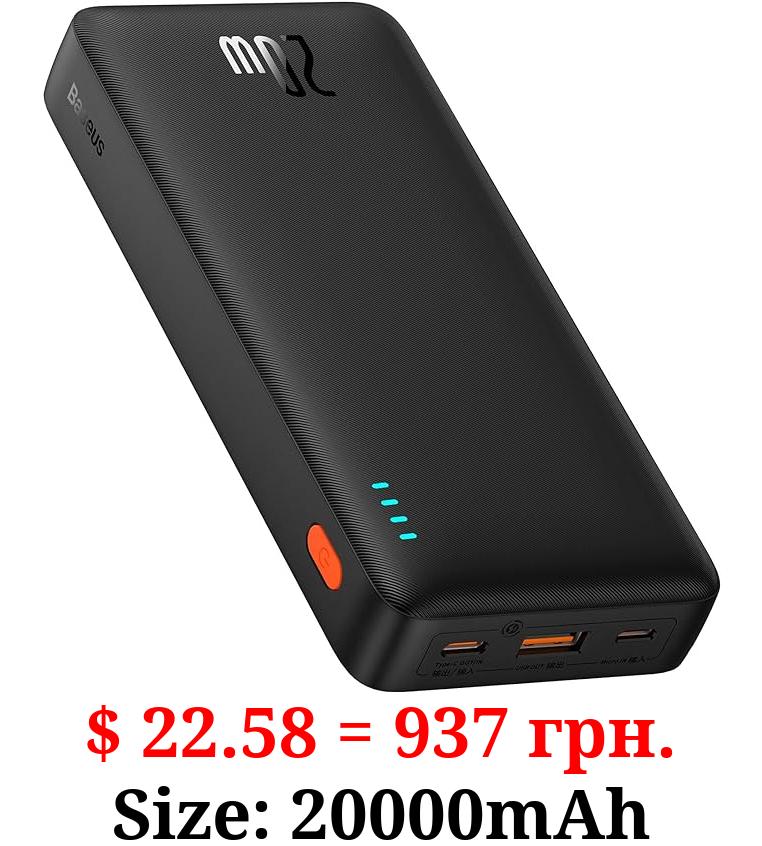 Baseus Portable Charger, PD 20W 20000mAh Fast Charging Power Bank Battery Pack, Compatible with USB C in&Out for iPhone 15 14 13 12 11 Samsung S23 S22 Google LG iPad etc