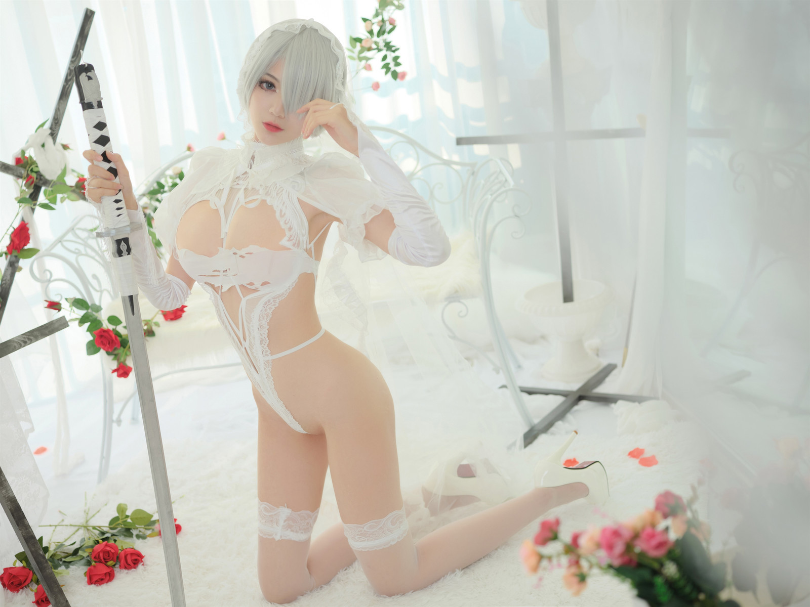 Cosplay 一米八的大梨子 2B Bride 5