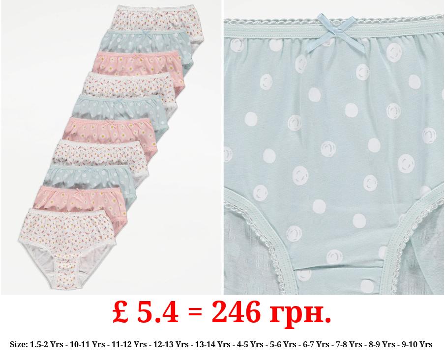 Pastel Floral Print Briefs 10 Pack
