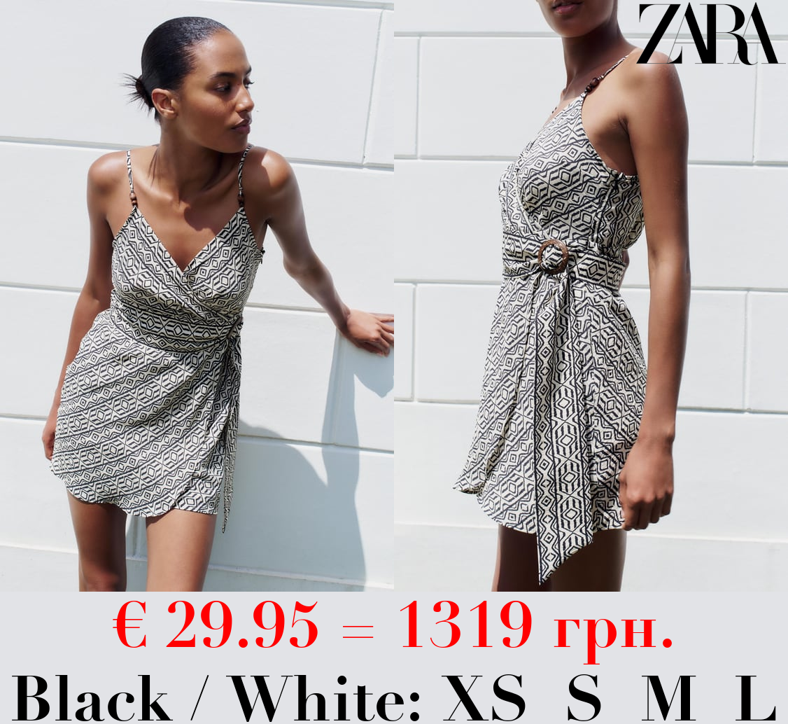 PRINTED MINI WRAP DRESS