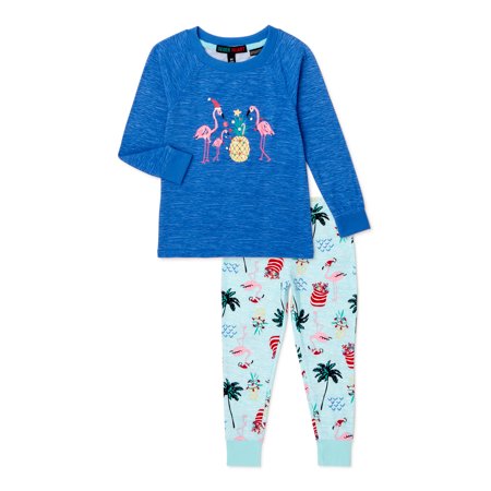 Matching Family Christmas Pajamas Kids Flamingo Frost 2-Piece Pajama Set