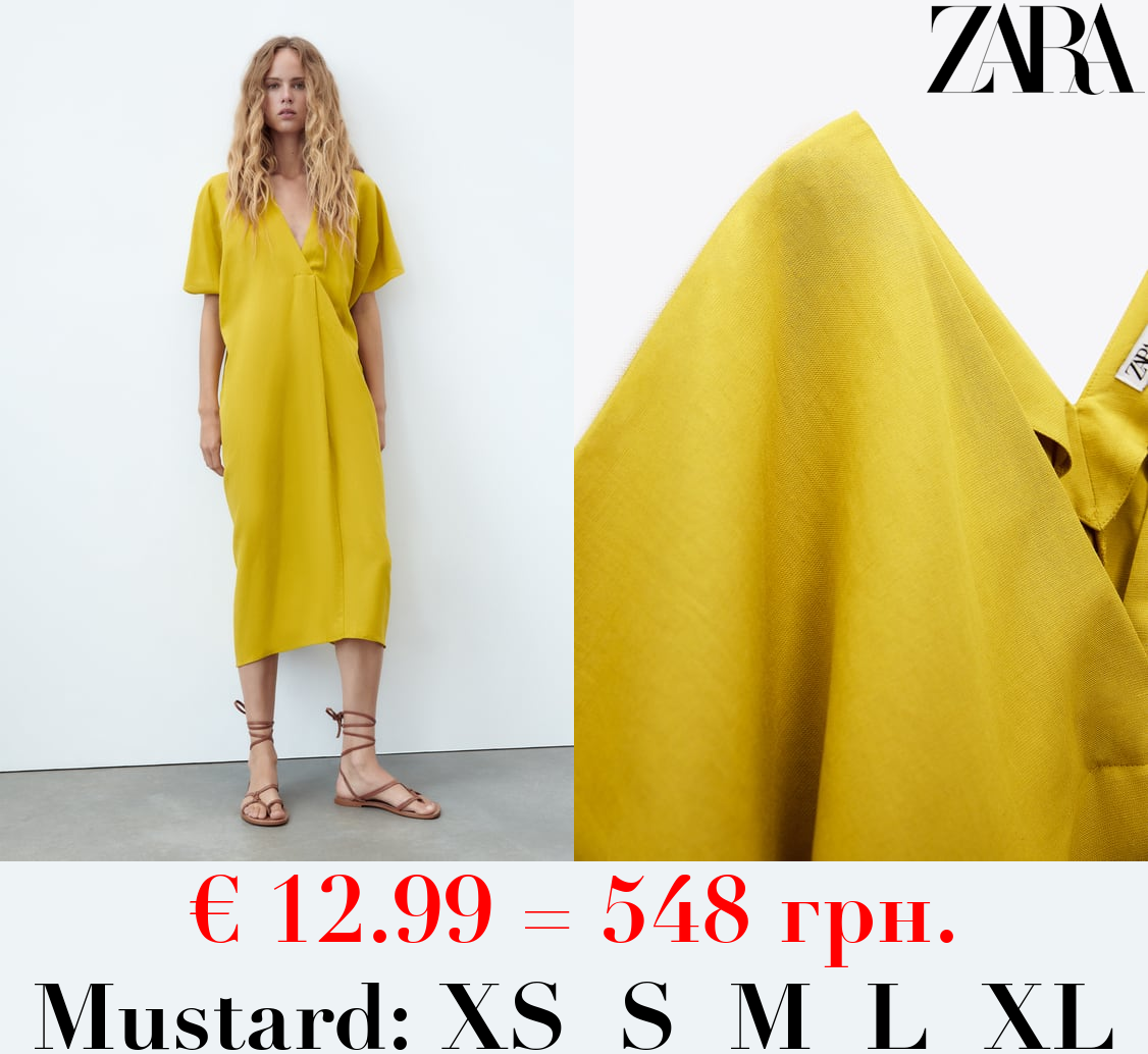 LINEN BLEND TUNIC DRESS