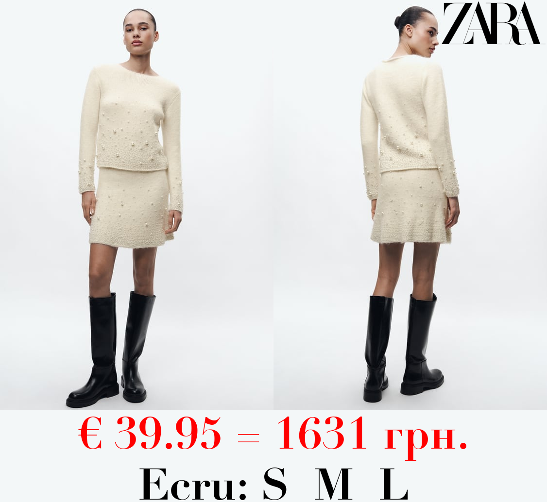 KNIT SWEATER WITH FAUX PEARLS