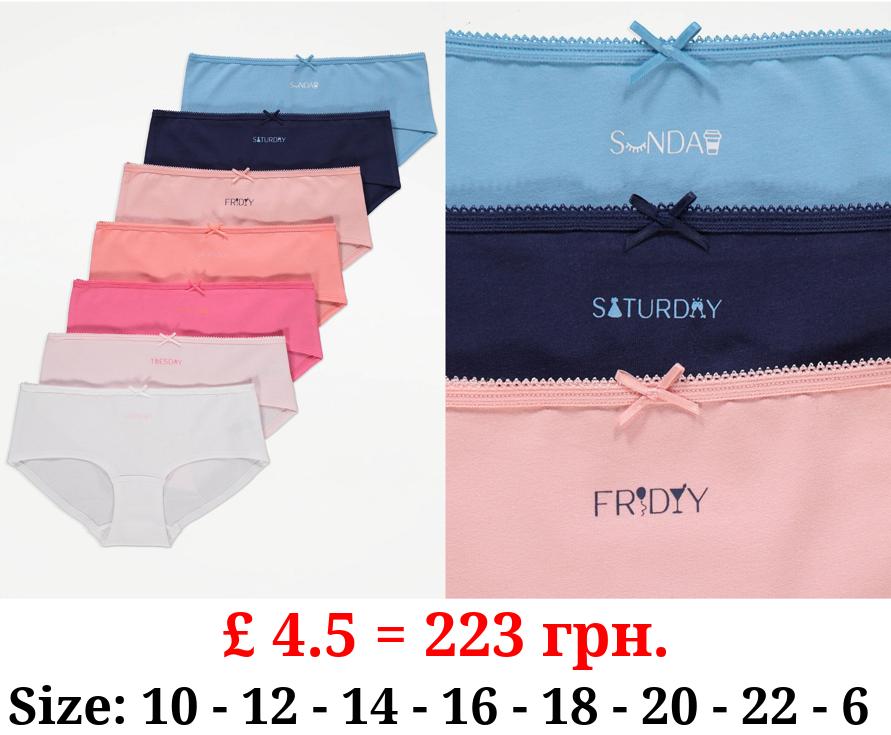 Days of the Week Slogan Short Knickers 7 Pack