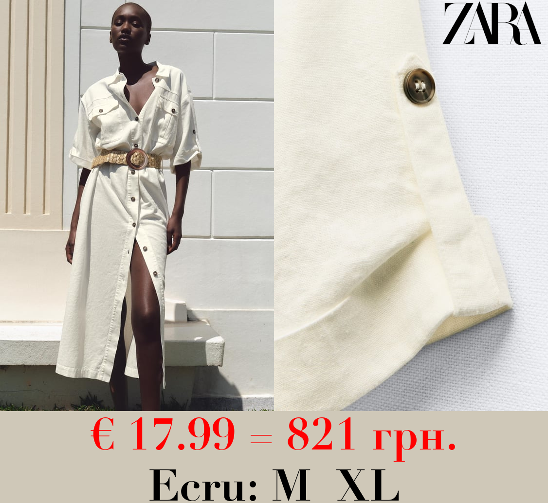 BELTED MIDI SHIRT DRESS