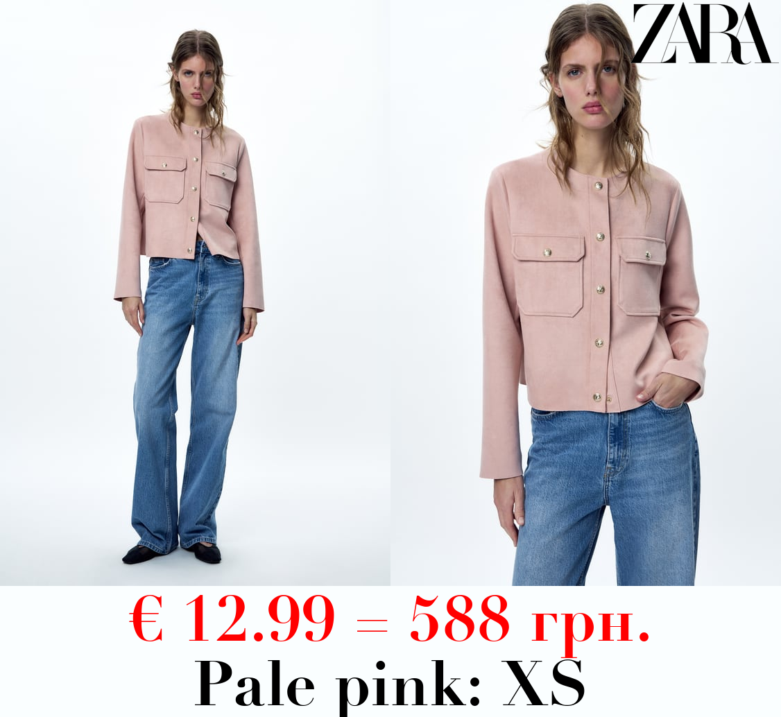 FAUX SUEDE CROPPED JACKET