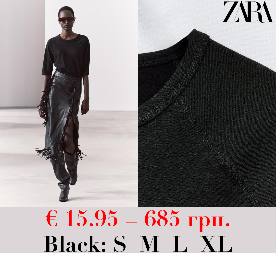 COTTON AND LINEN BLEND T-SHIRT