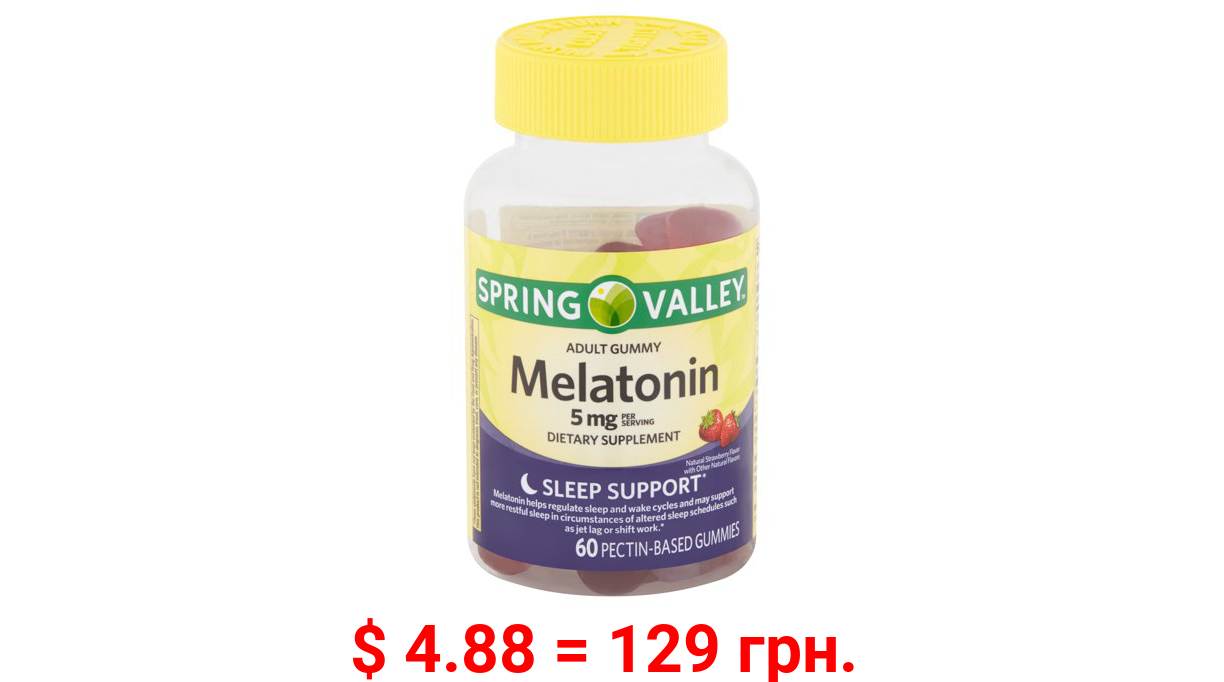 Spring Valley Melatonin Adult Pectin-Based Gummies, 5 mg, 60 count