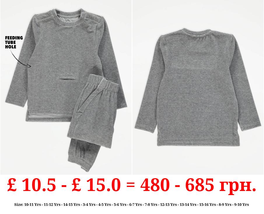 Easy On Adaptive Grey Ribbed Sweatshirt and Joggers Outfit