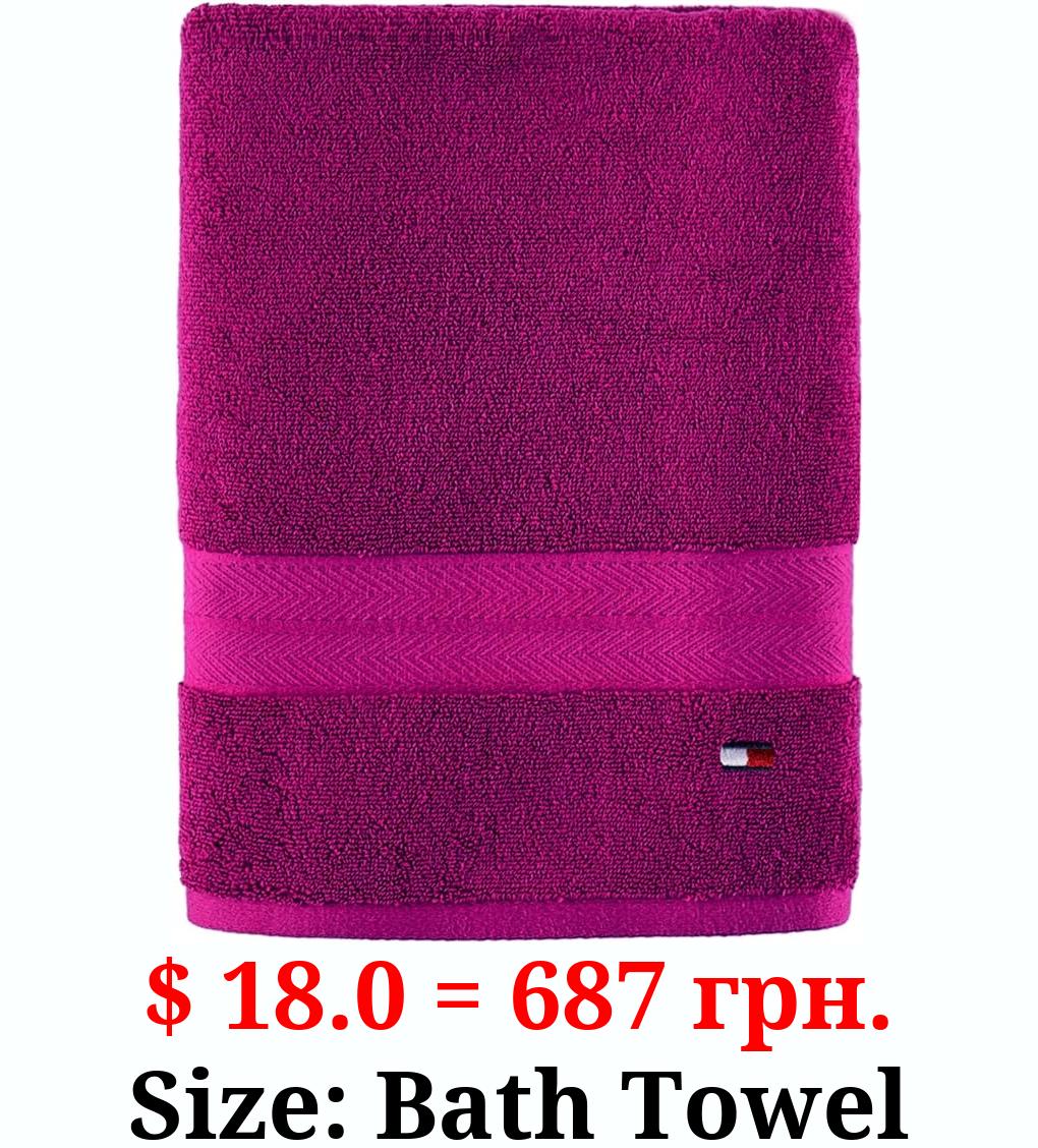 Tommy Hilfiger Modern American Solid Bath Towel, 30 X 54 Inches, 100% Cotton 574 GSM (Raspberry Rose)